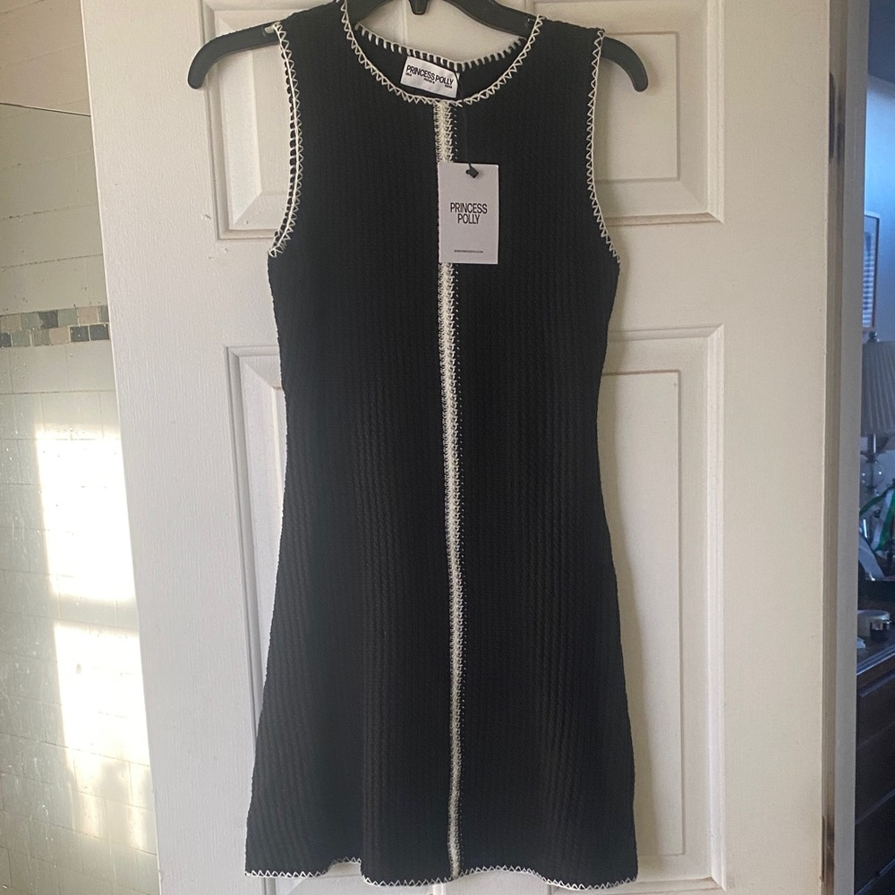 Princess Polly Black Dress with White Accents